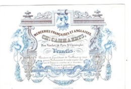 1 Carte Porcelaine Merceries Françaises Et Anglaises Ch.Cammaerts Rue Vincket Près St.Christophe Bruxelles 15x10cm - Porcelana