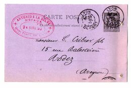 TB 2852 - Entier Postal Type Sage - Carte Postale Commerciale ARTHAUD & LA SELVE Métaux à LYON Pour Mr CRIBIE à RODEZ - Standaardpostkaarten En TSC (Voor 1995)