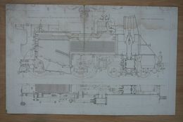 Planche Technique 2 Locomotive Compound Du Chemin De Fer Paris-Lyon-Méditerranée Ecole Nationale Des Ponts Et Chaussées. - Maschinen