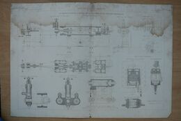 Planche Technique 4 Locomotive Compound Du Chemin De Fer Paris-Lyon-Méditerranée Ecole Nationale Des Ponts Et Chaussées. - Machines