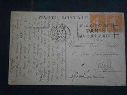 FRANCE LETTRE ENVELOPPE COVER CARTE PARIS CHAMPS ELYSEES SEMEUSE FLAMME PARIS DEPART JEUX OLYMPIQUES PARIS MAI JUIN 1924 - Sommer 1924: Paris