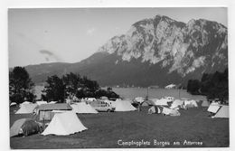 (RECTO / VERSO) CAMPINGPLATZ BURGAU AM ATTERSEE - BEAU TIMBRE ET CACHET - VIEILLES VOITURES - FORMAT CPA VOYAGEE - Attersee-Orte
