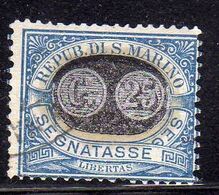 SAN MARINO 1931 SEGNATASSE MASCHERINE TASSE SOPRASTAMPATO POSTAGE DUE SURCHARGE CENT 25 SU 10c USATO USED OBLITERE' - Segnatasse