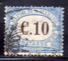 REPUBBLICA DI SAN MARINO 1925 SEGNATASSE POSTAGE DUE TASSE TAXE CENT. 10c USATO USED OBLITERE' - Segnatasse