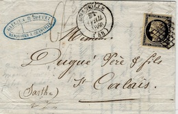 1850- Lettre De GRANVILLE ( Manche ) Cad T14 Affr. N°3 ( 4 Marges )oblit. Grille - 1849-1876: Période Classique