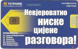 Bosnia (Serb Republic)  Chip Card 150 UNITS - Bosnie
