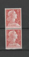 FRANCE / 1955 / Y&T N° 1009A ** : Marianne De Muller 6F (de Roulette) X 2 En Paire - Unused Stamps
