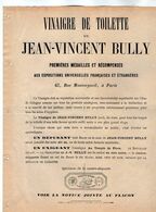 VP17.341 - Document Publicitaire - Vinaigre De Toilette De Jean - Vincent BULLY à PARIS Rue Montorgueil - Advertising