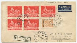 1951 Jugoslawien Luftpost R Brief Zagreb Rochelle Park USA - Luftpost