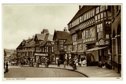 Ref 1395 - Early Postcard - Wyle Cop & Shops Shrewsbury - Shropshire Salop - Shropshire