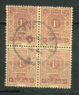 19242 MAROC Taxe N°53 ° En Bloc De 4 1F Brun-lilas : Surencrage Et Impression Dépouillée   1947-52  B/TB - Postage Due