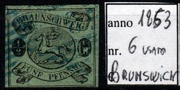 1853 Germania Braunschweig, Nr.6 Usato - Braunschweig
