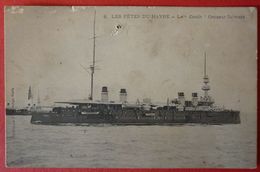 FRENCH WARSHIP LE CONDE , CROISEUR CUIRASSE - LES FETES DU HAVRE - Guerre