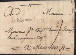 Tarn Et Garonne 82 Marque Postale De Montauban Taxe Manuscrite 9 Pour Marseille Lenain N5 22 Sept 1740 - 1701-1800: Vorläufer XVIII