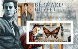 Guinea 2009, Art, Bernard Buffet, Butterfly, Clock BF IMPERFORATED - Horlogerie