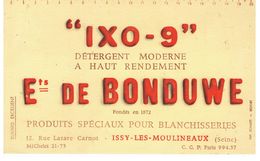 Buvard IXO-9 Détergent Moderne  à Haut Rendement Ets De Bonduwe Issy Les Moulineaux - Produits Ménagers