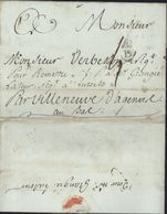33 Gironde Cachet B Couronné De Bordeaux (mal Venu) 22 2 1781 Pour Luzech Par Villeneuve D'Agen Taxe Manuscrite 4 - 1701-1800: Vorläufer XVIII