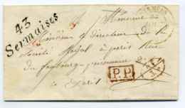 T14 Etampes + Cursive 43 Sermaises / Dept Seine Et Marne + Loiret / 1843 / En Port Payé - 1801-1848: Precursors XIX