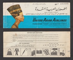 Egypt - Rare - Old Passenger Ticket - UNITED ARAB AIRLINES - Covers & Documents