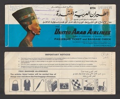 Egypt - Rare - Old Passenger Ticket - UNITED ARAB AIRLINES - Covers & Documents