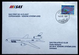 Greenland 1987 SAS First DC 10 Flight  Copenhagen - Söndre Strömfjord -  ( Lot 190 ) - Cartas & Documentos