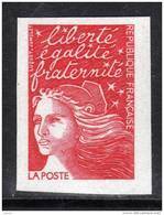 France N° 3083 Nd  XX  Marianne Du 14 Juillet Sans Val. Rouge Variété Non Dentelé Accidentel Signé Calves   TB - Used Stamps