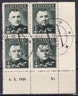 Slovacchia, 1939/44 - 50h Dr. Jasef Tiso, Quartina - Nr.43 Usato° - Used Stamps