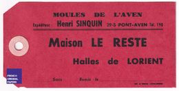 Rare étiquette Ancienne Sac De Moules L'Aven Henri Sinquin Pont-Aven - Maison Le Reste Halles Lorient - Moule A40-20 - Collezioni