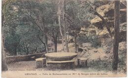 Delcampe - Drôme : GRIGNAN : Table De Rochecourbière Ou Mme De Sévigné écrivit Ses Lettres ( Au Dos Tampon Perlé Montboucher Drôme - Grignan