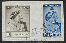 BASUTOLAND 1948 SILVER WEDDING SET SG 36/37 FINE USED TIED TO PIECE BY MASERU POSTMARK Cat £50+ - 1933-1964 Colonie Britannique