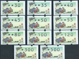 MACAU 2020 ZODIAC YEAR OF THE RAT ATM LABELS KLUSSENDORF SET-B OF 11 VALUES - Distributeurs