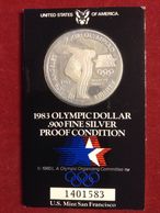 Münze USA 1983 Olympic Los Angeles Silver Silber Dollar Im Blister 900 Fine Silver Proof - Otros – América