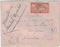 Vaucluse - Avignon - Lettre Recommandée Pour Le Préfet Au Collège St Joseph - Seul Sur Lettre - Cachet De Cire BM - 1902 - Tariffe Postali