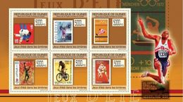 Guinea 2009, Stamps On Stamps, Summer Games, Atlethic, Judo, Cycling, Basketball, 6val In BF - Zonder Classificatie