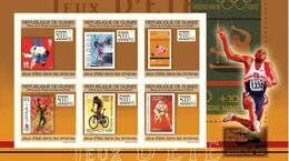 Guinea 2009, Stamps On Stamps, Summer Games, Atlethic, Judo, Cycling, Basketball, 6val In BF, 6val In BF  IMPERFORATED - Zonder Classificatie