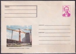 1976-EP-87 CUBA 1976 3c POSTAL STATIONERY COVER. HAVANA. CONSTRUCCION DE EDIFICIOS EN ALAMAR. LIGERAS MANCHAS. - Lettres & Documents