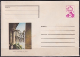 1976-EP-88 CUBA 1976 3c POSTAL STATIONERY COVER. HAVANA. CATHEDRAL CHURCH. LIGERAS MANCHAS. - Cartas & Documentos