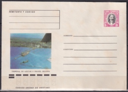 1981-EP-151 CUBA 1981 3c POSTAL STATIONERY COVER. GRANMA, TERMINAL DE AZUCAR A GRANEL. MANCHAS - Covers & Documents