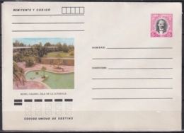 1984-EP-125 CUBA 1984 5c POSTAL STATIONERY COVER. ISLA DE PINOS, HOTEL COLONY. - Cartas & Documentos