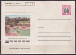 1984-EP-126 CUBA 1984 5c POSTAL STATIONERY COVER. ISLA DE PINOS, HOTEL COLONY. LIGERAS MANCHAS - Covers & Documents