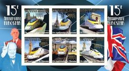 Guinea 2009, Tunnel Trains Under Channel, Churchill, De Gaulle, 6val In BF IMPERFORATED - De Gaulle (General)