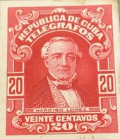 L) 1910 CUBA-CARIBE, NARCISO LOPEZ, 20C, RED, TELEGRAPH, DIE PROOFS AMERICAN BANK NOTE - Telegraphenmarken