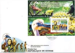 Guinea 2009, 200th Darwin, Frog, Cactus, Prehistoric Man, BF In FDC - Autruches