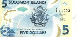 SOLOMON ISLANDS $5 BLUE NATIONAL EMBLEM FRONT BOAT BACK  POLYMER UNC  NO DATE P.NEW  READ DESCRIPTION !! - Salomonseilanden