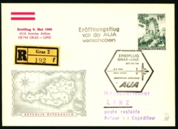 1966 Erstflug 9. Mai 1966 AUA Austrian Airlines HS 748  Graz - Linz Stempel_ Eröffnungsflug Von Der AUA Verschoben - Altri & Non Classificati