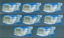 2004 ATM FRAMA Self-adhesive, Akropolis,  Used Oblitéré (o) X 8, Greece Grèce Griechenland Grecia - ATM/Frama Labels