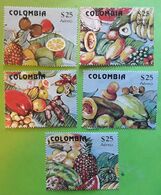 COLOMBIA 1981, 5 Timbres AEREO FRUTAS FRUITS , Obl TB - Frutta