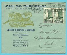 386 Op Geillustreerde Brief ESCARGOTS De BOURGOGNE (Slak) / MAISON VANDEN BROUCKE Stempel BRUXELLES - Storia Postale