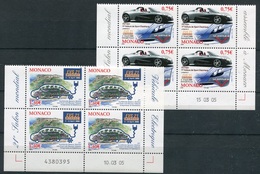 RC 18199 MONACO N° 2487 / 2488 CONGRÈS MONDIAL DES VÉHICULES ÉLÉCTRIQUES BLOC DE 4 COIN DATÉ NEUF ** TB - Unused Stamps