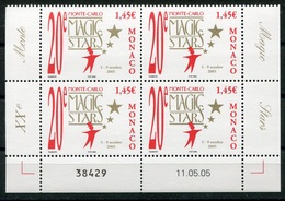 RC 18204 MONACO N° 2503 MAGIC STARS 2005 BLOC DE 4 COIN DATÉ NEUF ** TB - Unused Stamps